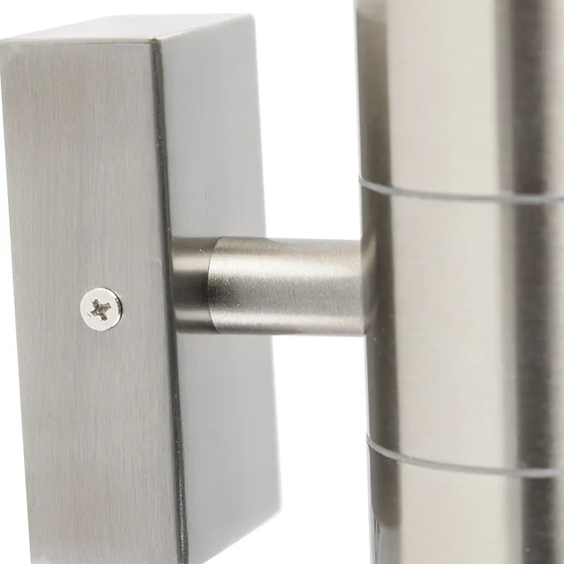 Candeeiro de parede exterior em aço 2 luzes IP44 - Duo Moderno
