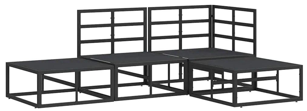 Conjunto de Sofá de Jardim 4 pcs Preto 211.5 x 141.5 x 71 cm
