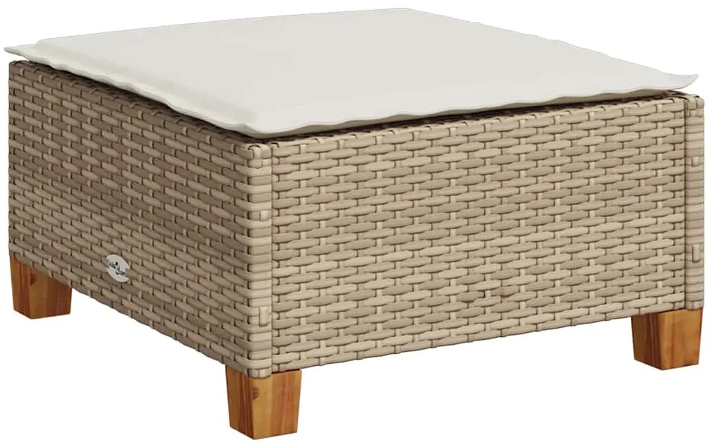 6 pcs conjunto de sofás p/ jardim com almofadões vime PE bege