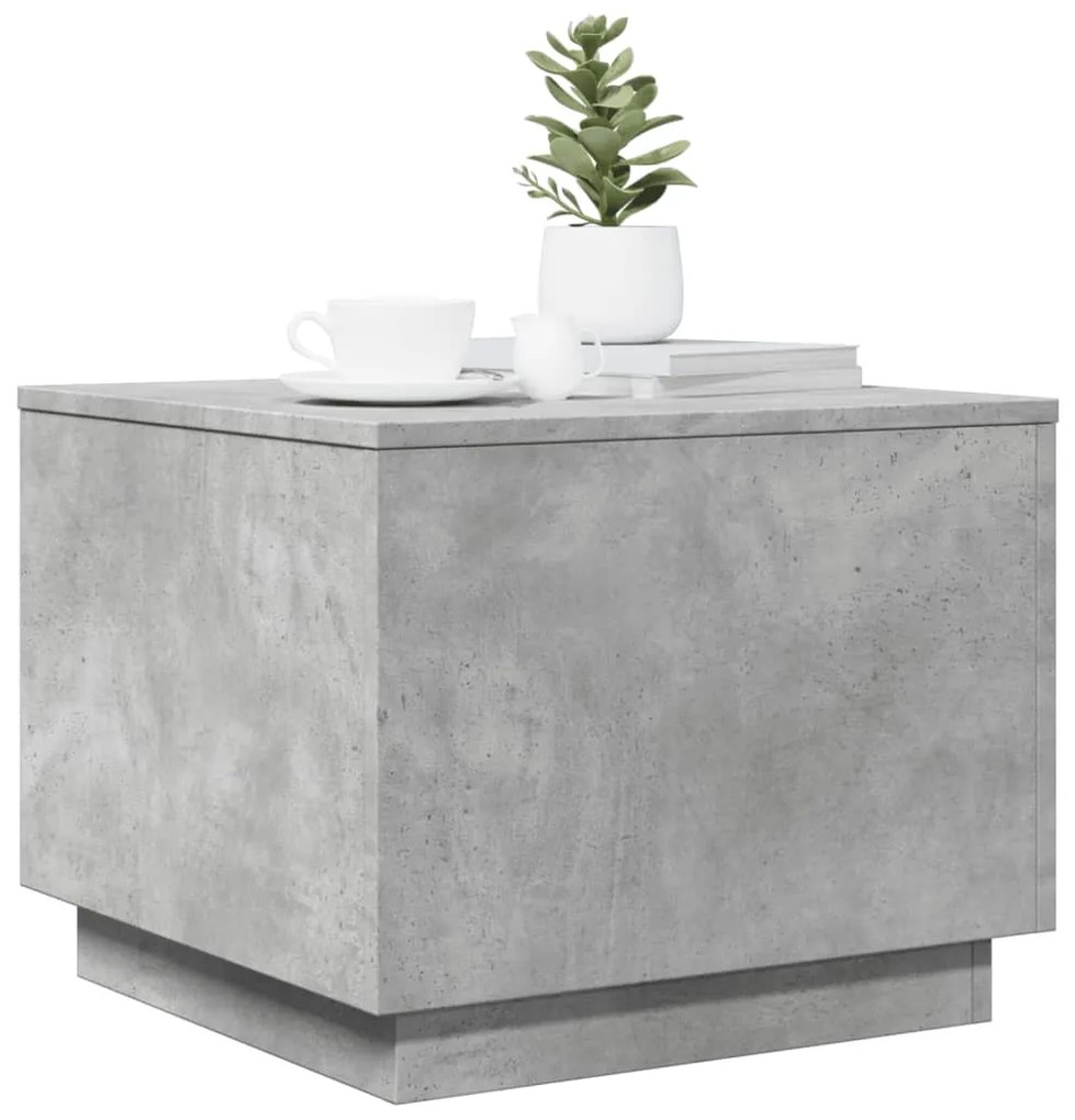 Mesa de centro com luzes LED 50x50x40 cm cinzento cimento