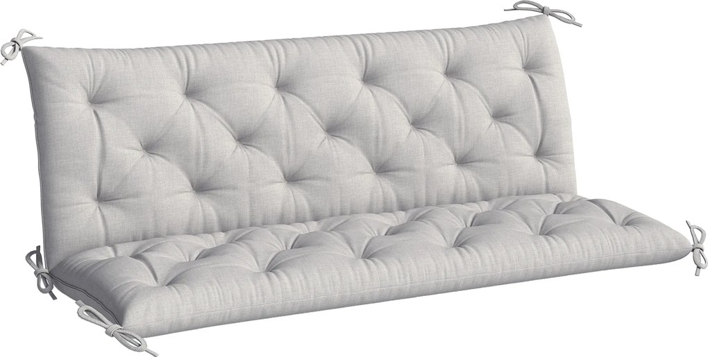 Outsunny Almofada para Banco de Jardim com Encosto Enchimento Espesso e Fitas de Fixação para Interior e Exterior 150x98x8 cm Cinza | Aosom Portugal