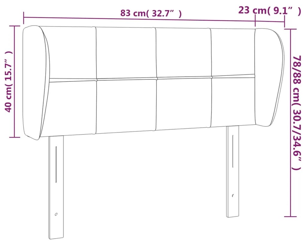 Cabeceira de cama c/ abas tecido 83x23x78/88 cm cinzento-claro