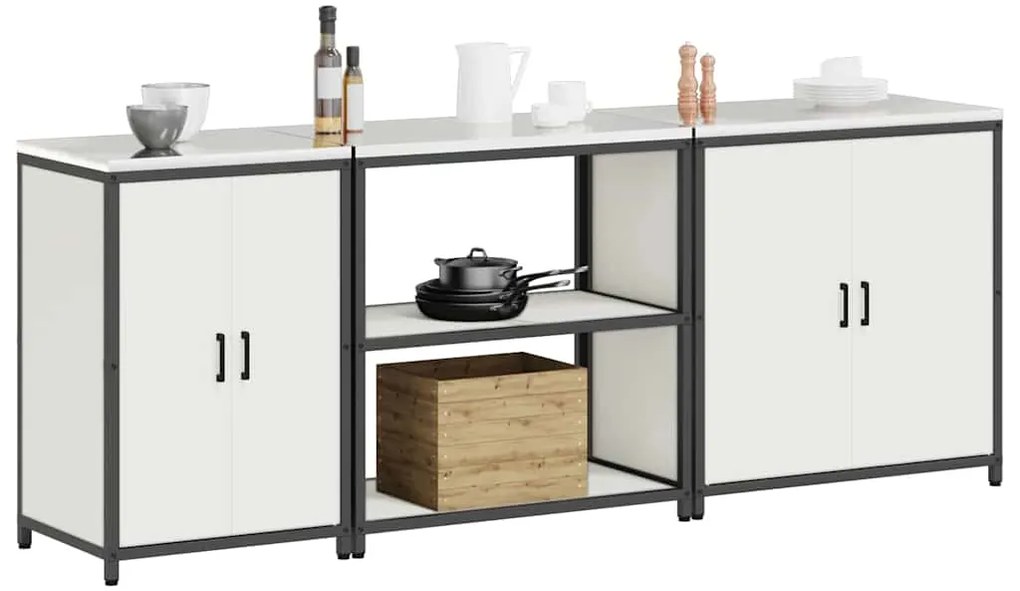 Conjunto de Armazenamento de Cozinha 3 pcs Branco
