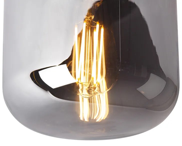Candeeiro de teto design preto com vidro fumê - Bliss Design