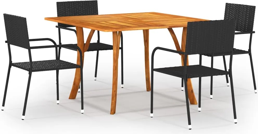 vidaXL 5 pcs conjunto de jantar para jardim preto