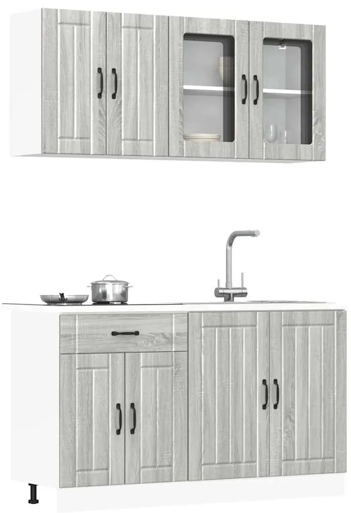 vidaXL 4 peças armário de cozinha conjunto Kalmar cinza sonoma