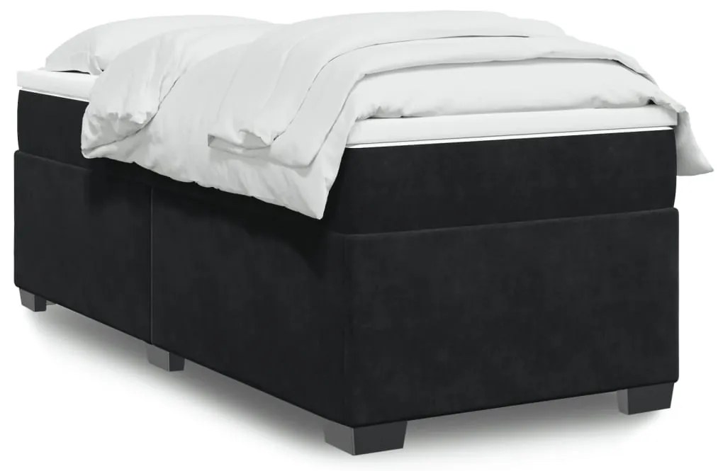 Cama com molas/colchão 90x200 cm veludo preto