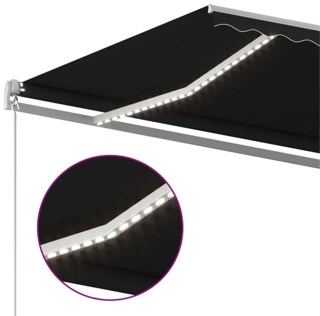 Toldo retrátil manual com LED 500x350 cm antracite