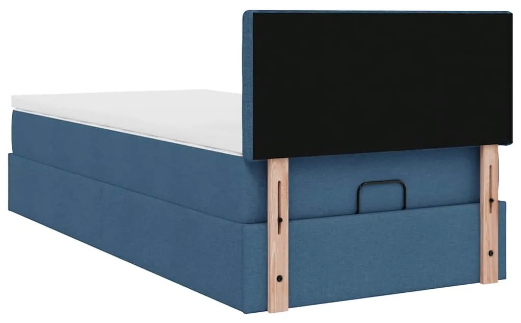 Cama otomana com colchão 90x200 cm tecido azul