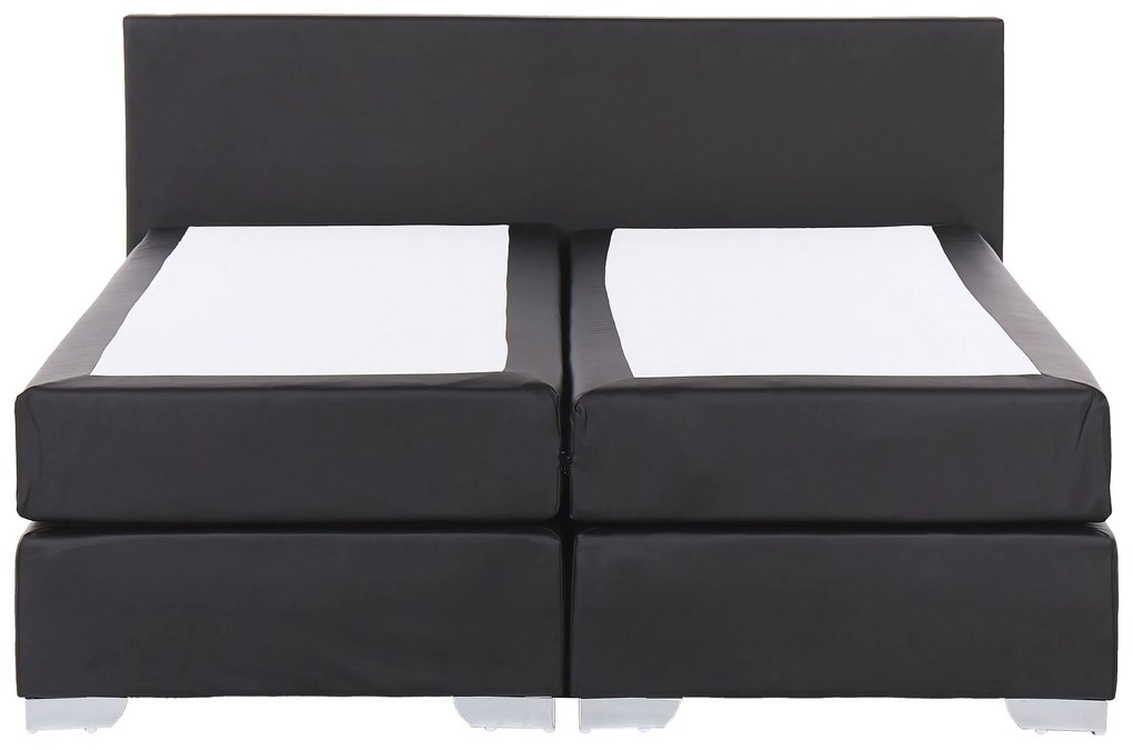 Cama de casal continental em pele sintética preta 180 x 200 cm PRESIDENT Beliani