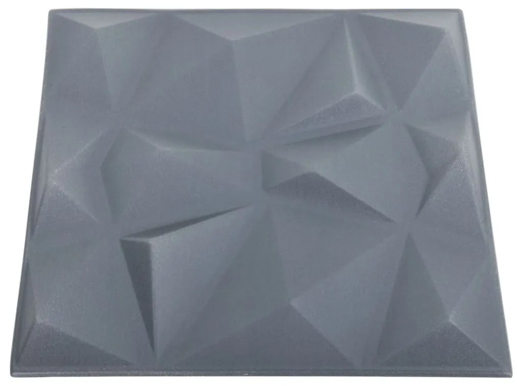 Painéis de parede 3D 48 pcs 50x50 cm 12 m² cinza diamante