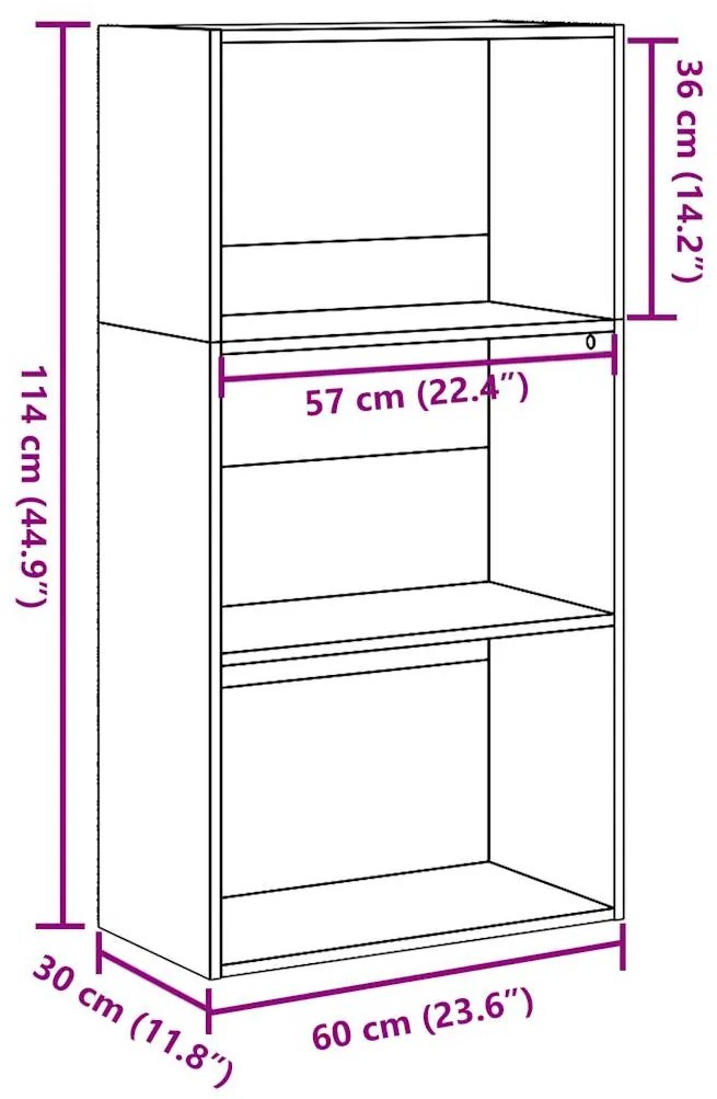 Estante 60x30x114 cm derivados de madeira cinzento cimento