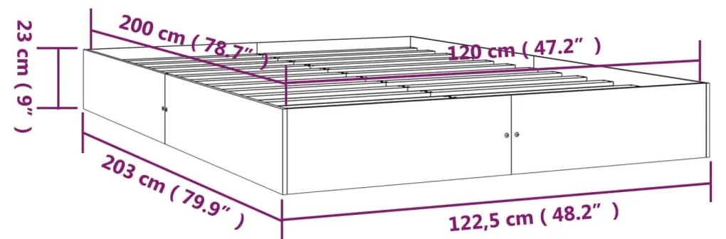 Estrutura de cama 120x200 cm madeira maciça branco