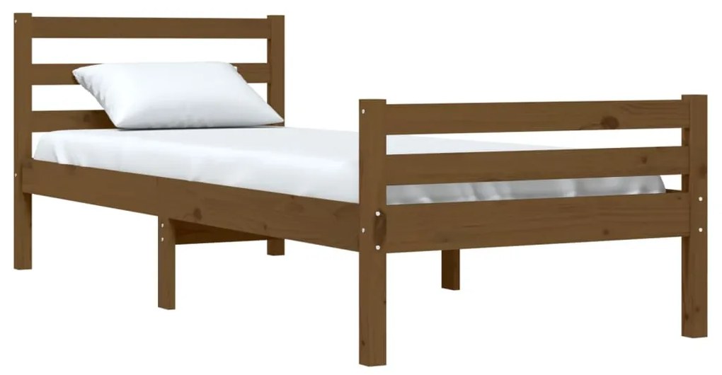 Estrutura cama pequena solteiro 75x190 cm madeira castanho mel