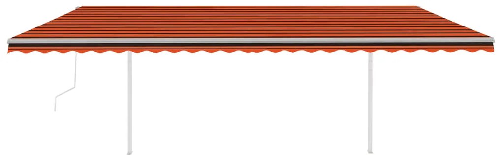 Toldo autom. c/ LED e sensor de vento 6x3,5 m laranja/castanho