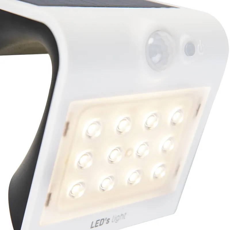 Candeeiro de parede exterior branco 14,5 cm com dimmer e sensor solar - Daya Moderno