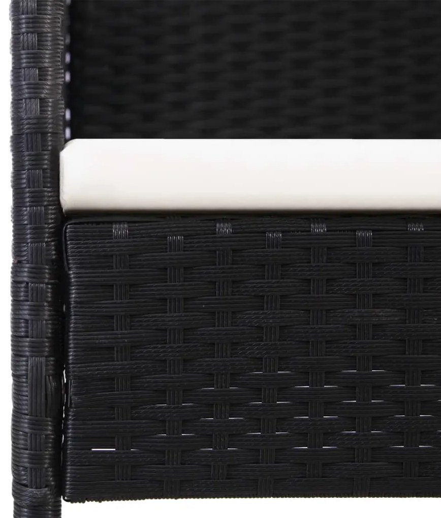 9 pcs conjunto jantar exterior com almofadões vime PE preto