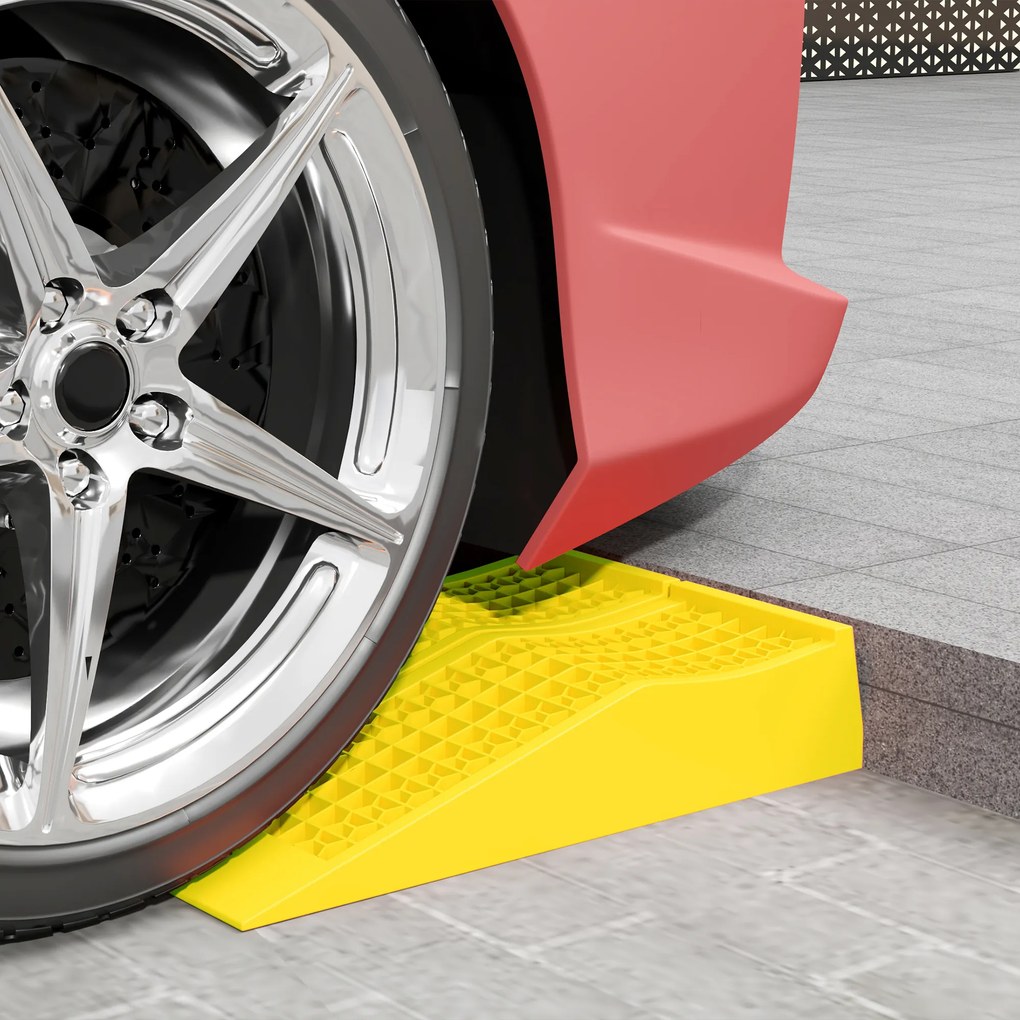 Conjunto de 2 rampas para automóveis e veículos comerciais – rampa de carga, dimensões: 70 x 19,5 x 7,8 cm, PP amarelo
