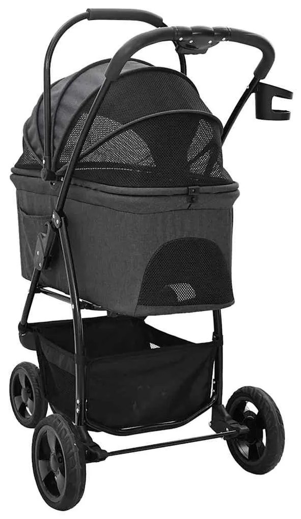 Carrinho de Pet Dobrável Preto 78 x 54 x 101 cm Tecido Oxford