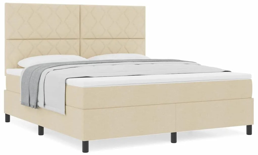 Cama Box Spring com Colchão Creme Super King Tecido