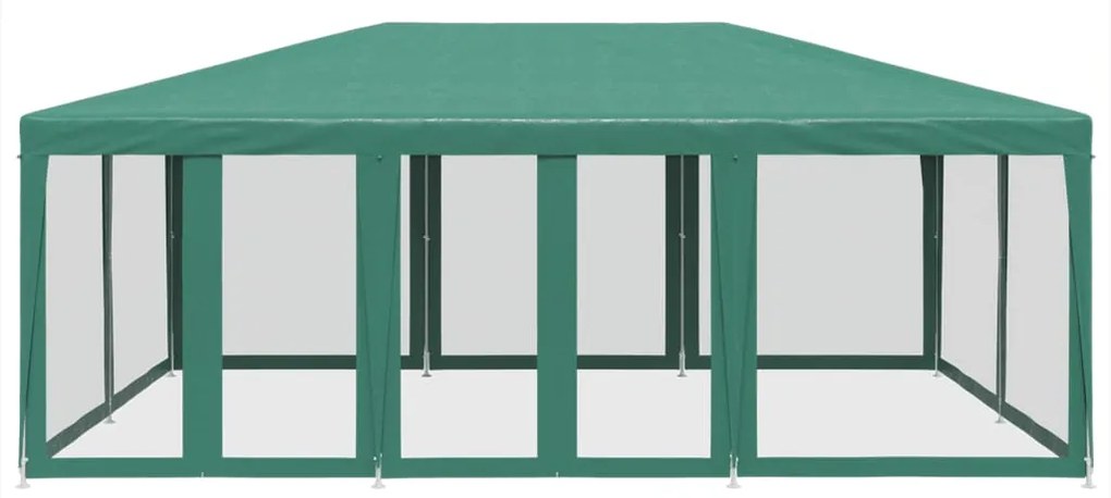 Tenda p/ festas c/ 10 paredes laterais em rede 6x4 m PEAD verde