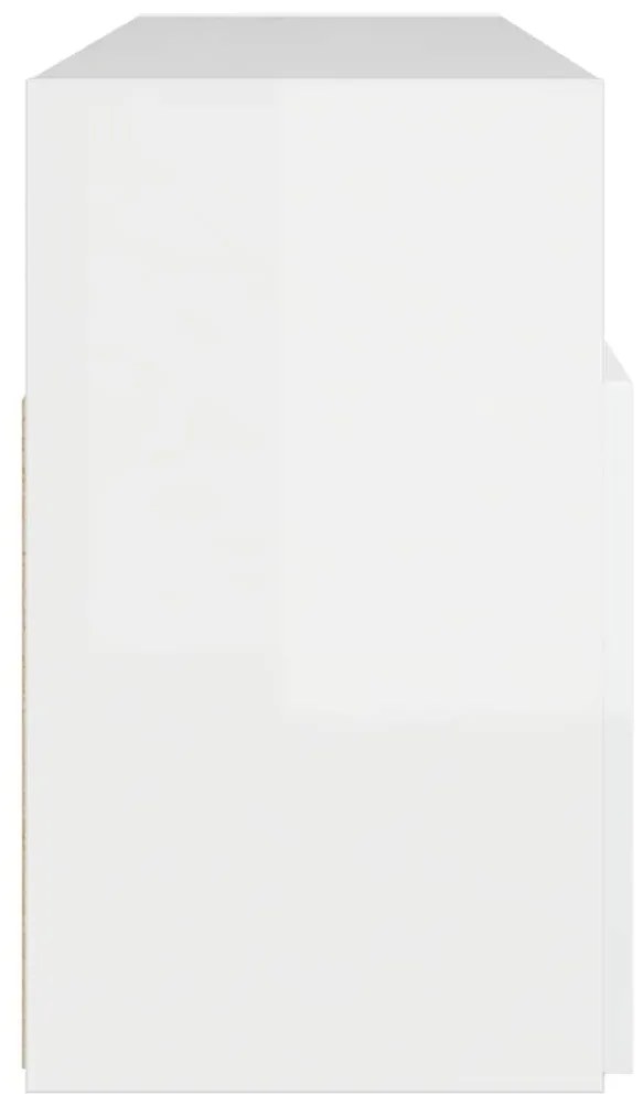 Móvel de TV com luzes LED 120x30x50 cm branco brilhante