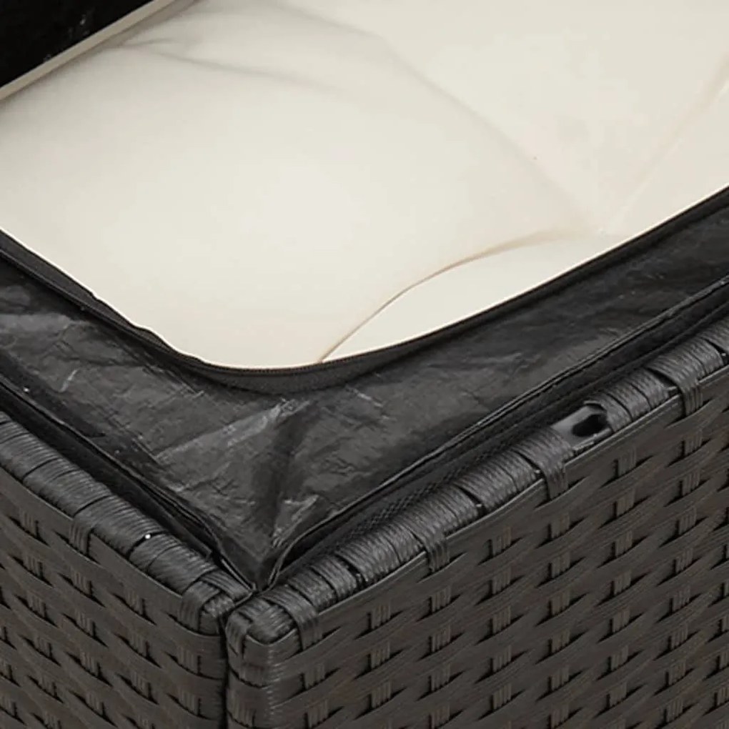 12 pcs conjunto de sofás de jardim c/ almofadões vime PE preto