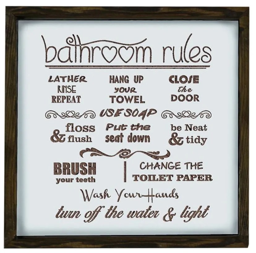 Quadro Decorativo em MDF KZM006 – Castanho e Branco – 34 x 34 cm