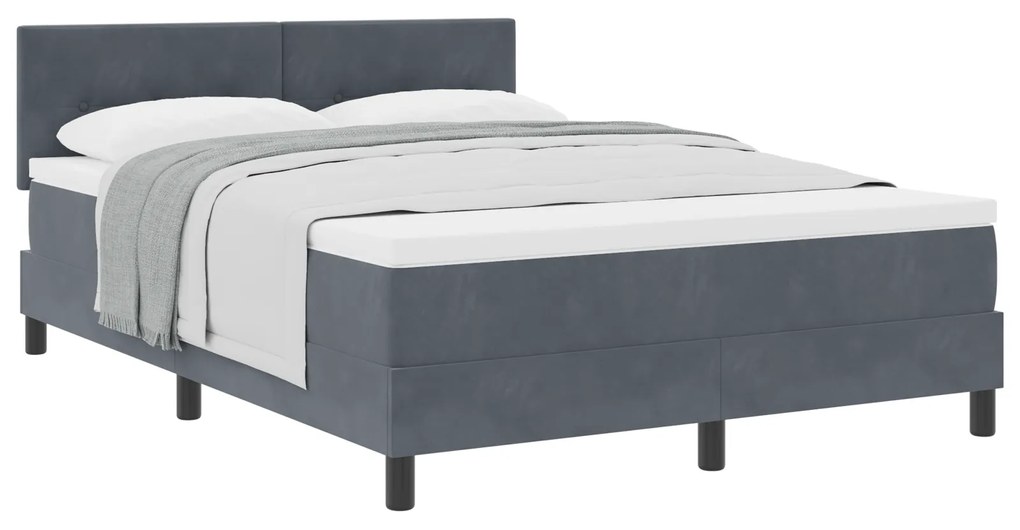 Cama Box com Colchão vidaXL Cinza Escuro 140x190 cm Veludo