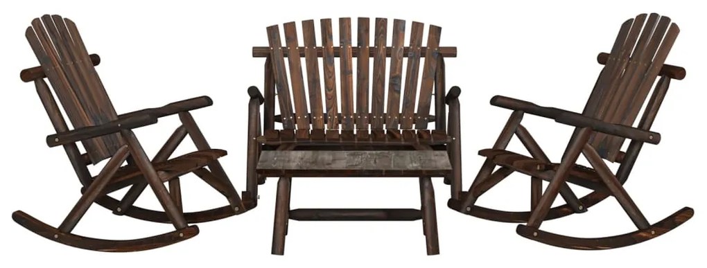 4 pcs conjunto lounge de jardim madeira de abeto maciça