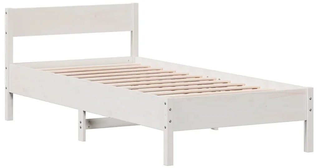 Cama sem colchão 75x190 cm madeira de pinho maciça branco