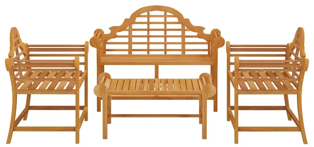 4 pcs conjunto lounge de jardim madeira de teca maciça
