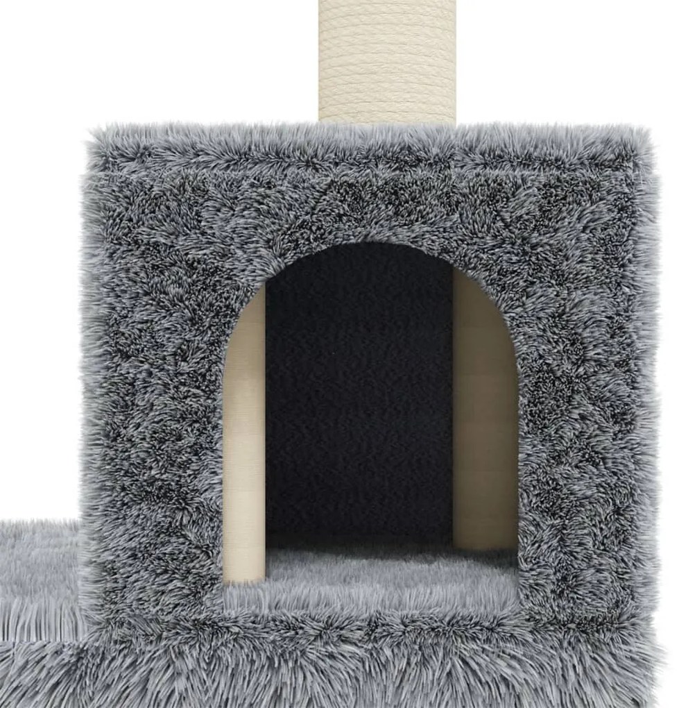Árvore p/ gatos c/ postes arranhadores sisal 188 cm cinza-claro