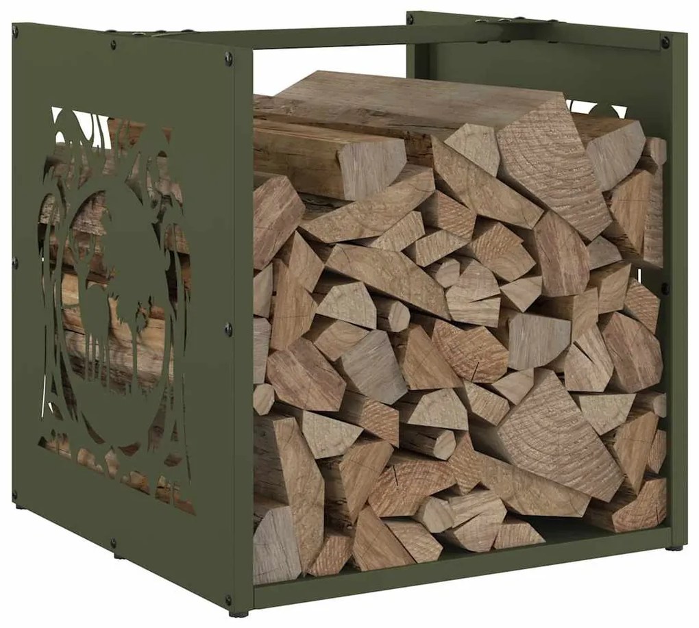 Suporte para lenha aço laminado a frio verde azeitona