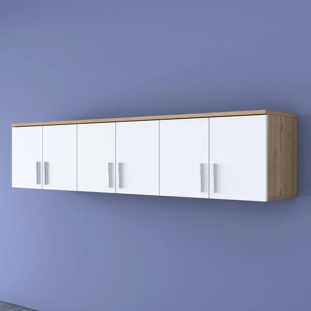 Prateleira de Parede EA114 – Nogueira e Branco – 180x41,4x37,5 cm