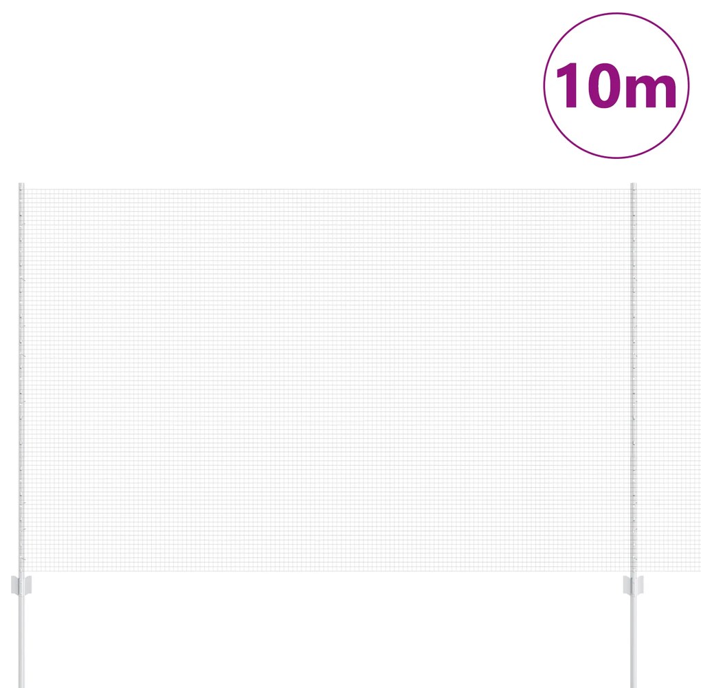 Cerca de Fio Soldado com 10 Postes U Prateado 1.6x10 m Aço