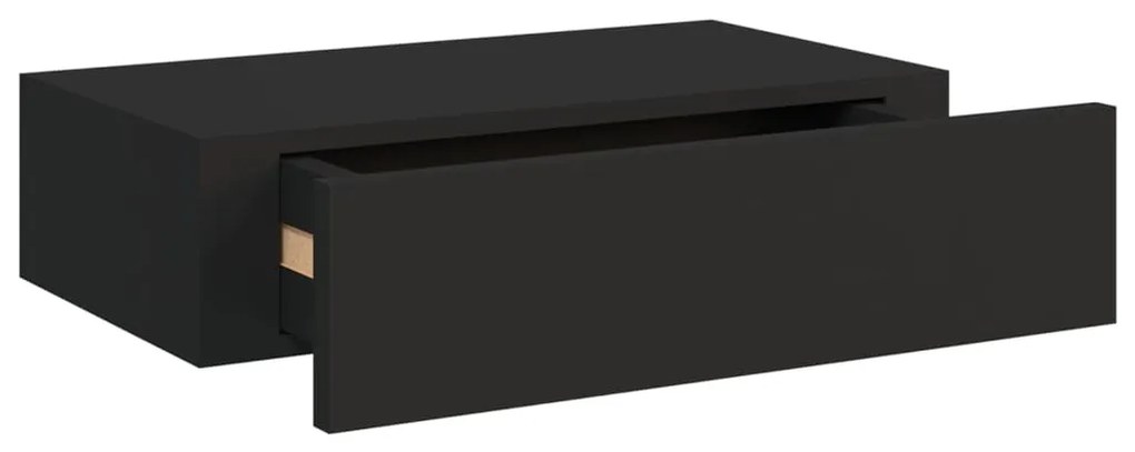 Prateleiras de parede com gavetas 2 pcs MDF 40x23,5x10 cm preto