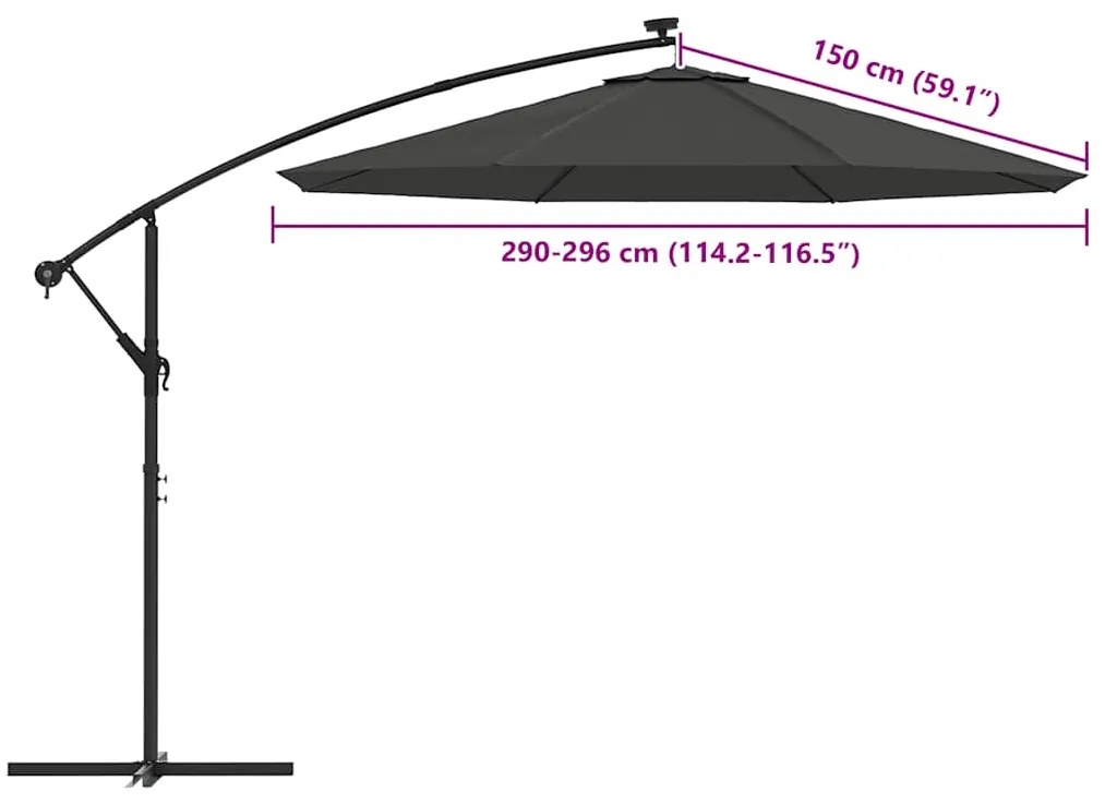 Tecido de substituição p/ guarda-sol cantilever 300cm antracite