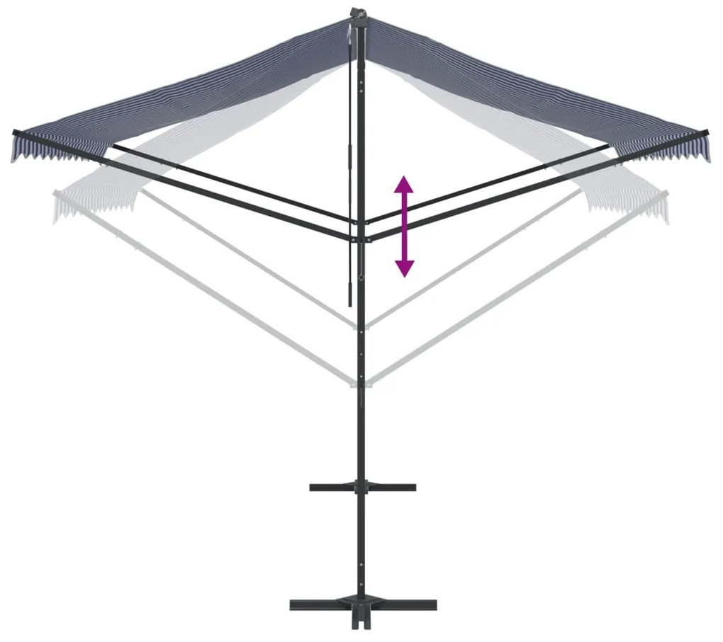 Toldo de pé 300x300 cm tecido e aço azul e branco