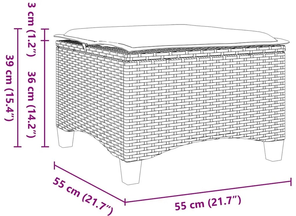 Bancos de jardim com almofadas 2 unid 55x55x36 cm vime PE bege