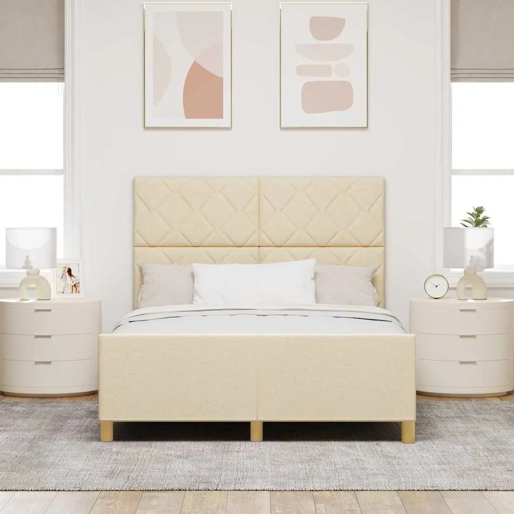 Cama de Tecido Creme vidaXL - 140x190 cm