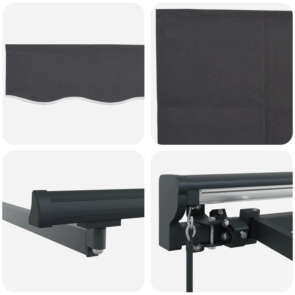 Marquise Retrátil Manual vidaXL Antracite 300x250 cm