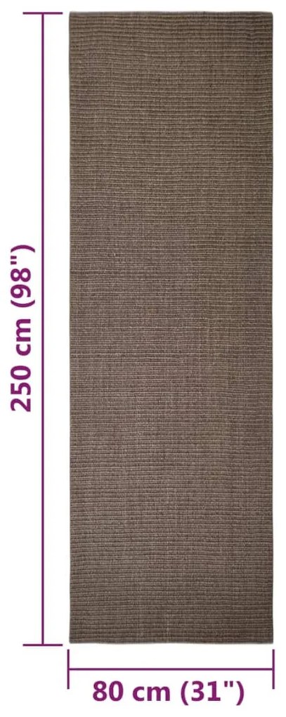 Tapete de sisal para poste arranhador 80x250 cm castanho