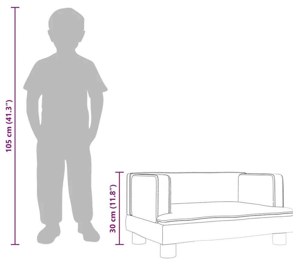 Sofá infantil 60x40x30 cm couro artificial preto