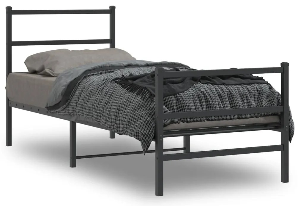 Estrutura de cama com cabeceira e pés 80x200 cm metal preto