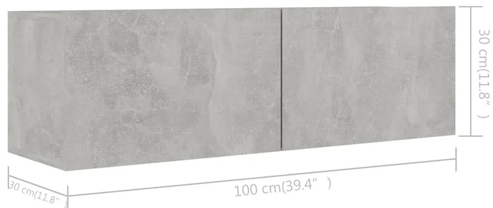 7 pcs conjunto de móveis de TV derivados madeira cinza cimento