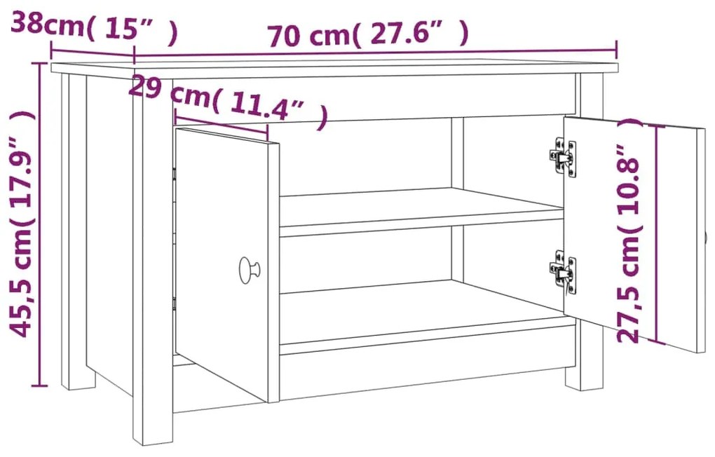 Sapateira Viseu - Com 2 Prateleiras - Cor Cinzento - 70x38x45,5 cm - M