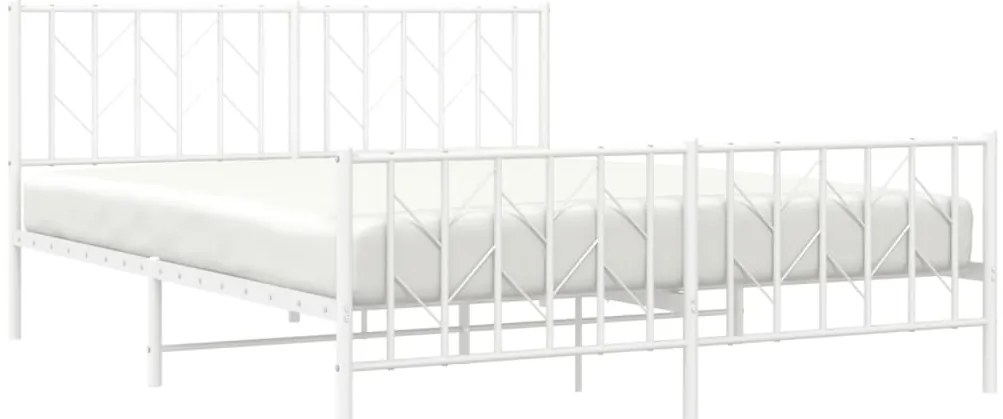 Estrutura de cama com cabeceira e pés 160x200 cm metal branco