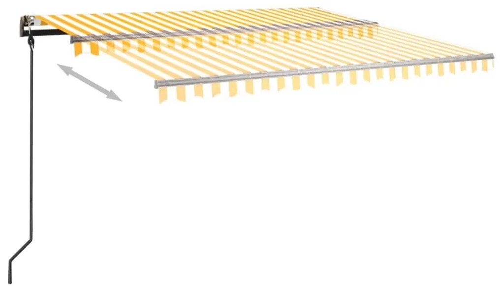 Toldo retrátil automático com postes 4,5x3 m amarelo e branco