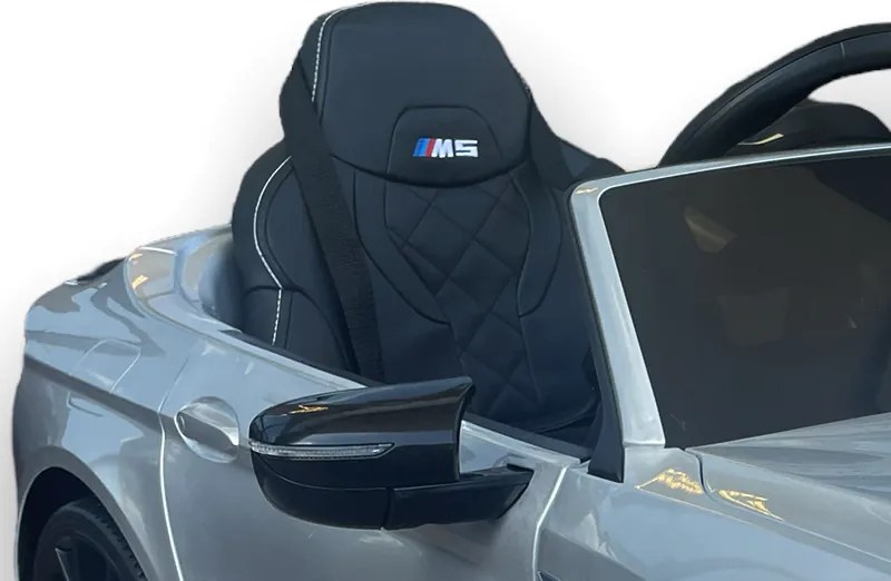 Carro elétrico para crianças até aos 5 anos BMW M5, 24V, Pneus Borracha, Bateria lítio, Controle remoto cinzento